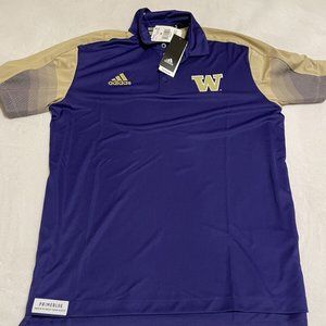 NWT Adidas University of Washington Huskies On-Field Polo Size M